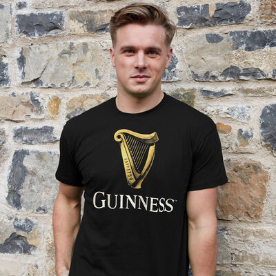 Guinness Classic Gold Harp Black T-Shirt